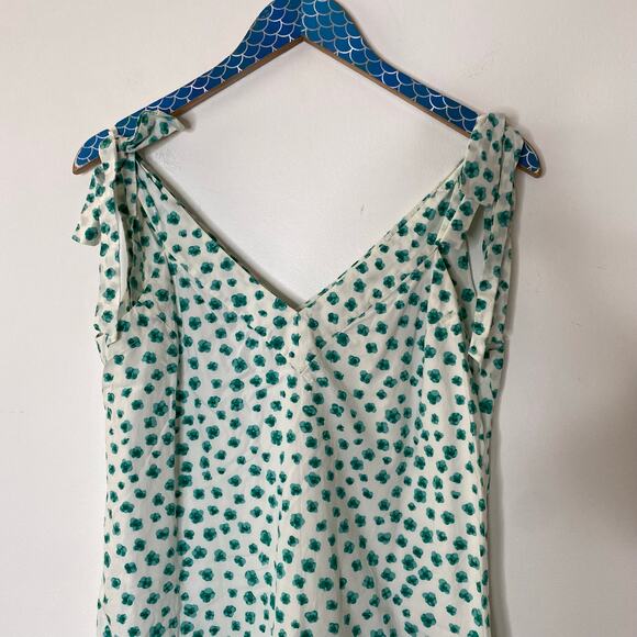 REBECCA TAYLOR Daisy Poplin Green Polka Dot Mini Dress Size Small - Picture 3 of 9